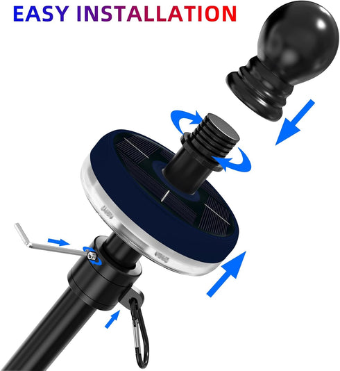 5-10 1" (1PC, LED Solar Light for Flag Pole, Waterproof Outdoor Lighting for FT Flagpoles, Fits Diameter Poles, Dusk
