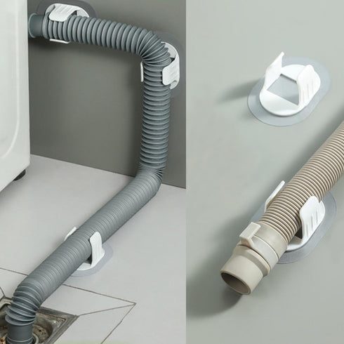 4PCS Self-adhesive No-drill Washing Machine Drain Hose Holder, Flexible Laundry Sink Drain Hose Clip