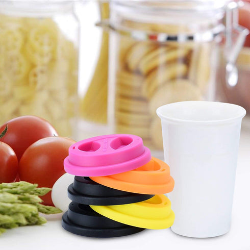 KSENDALO Coffee Mug Lids, Thicker Eco Reusable Silicone Travel Mug Cover Set, Mix-color (7pcs, 3.15" Inner Diameter)