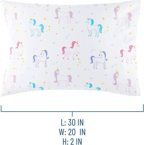 Wildkin 100% Cotton Kids Pillowcase – Soft, Breathable & Standard Size (20x30) - Unicorn Design