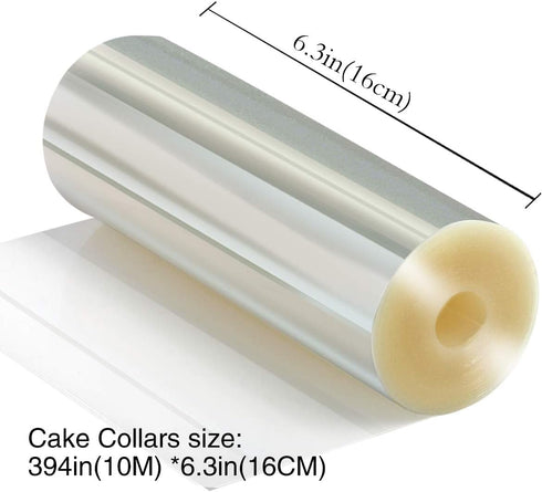 Picowe Cake Collars 6.3 x 394inch, Clear Acetate Rolls for Cake Decorating, Transparent Cake Strips for Mousse Baking
