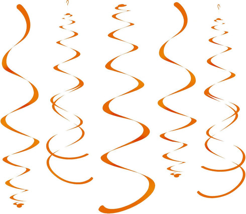 WEVEN Orange Party Hanging Swirl Decorations, Pack of 28 Plastic Streamers for Ceiling