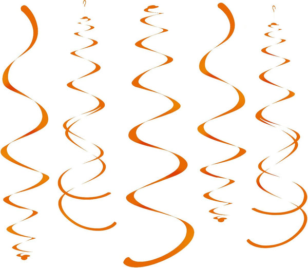 WEVEN Orange Party Hanging Swirl Decorations, Pack of 28 Plastic Streamers for Ceiling
