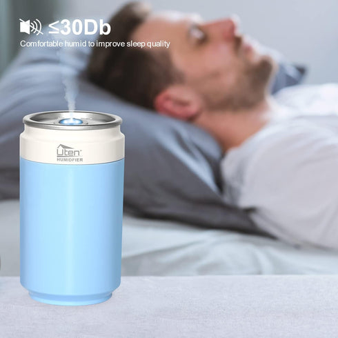 Humidifier for Bedroom, USB and Battery Powered Portable Humidifiers for Home, 2 Mist Modes, Night Light, Auto-Off