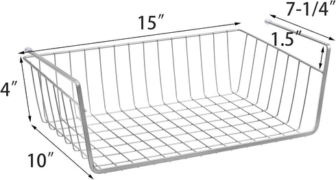 3 Pack 15 10 5.5 Inch Closet Jucoan Under Shelf Baskets, x x Slide in Wire Hanging Storage Baskets Under Cabinet Shelf
