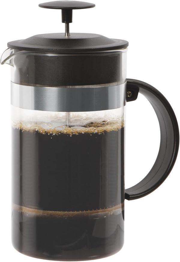 OGGI Triple Mesh Filter French Press Coffee Maker, 34 fl oz, 8 Cup Capacity, Stainless Steel Lid & Plunger