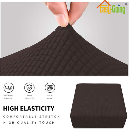 Easy-Going Stretch Ottoman Cover, Folding Storage Stool Protector, Soft Slipcover with Elastic Bottom, Medium, Chocolate