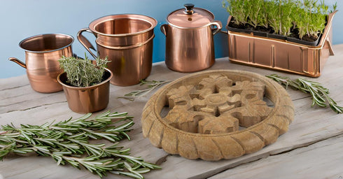 Handmade Wooden Trivet for Hot Dishes, Plates & Pots Holder, Rustic Decorative Carvings, 8 Inches for Kitchen & Dining