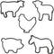 Farm Animal Cookie Cutters - Set of 5 Cookie Cutters outline - Includes Chicken, Pig, Cow, Horse & Sheep Cookie Cutter by MOOSE GOODS