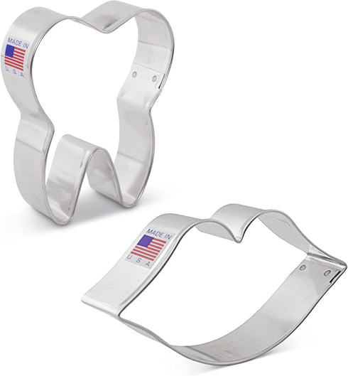 Ann Clark Sweet Smile/Dentist Cookie Cutters 2-Pc. Set Made in the USA - Mouth and Tooth