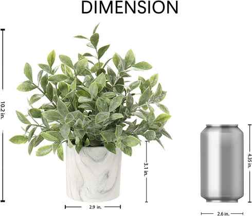 Hollyone Mini Artificial Potted Plants - Fake Plants in Marble Pots, 1Pcs Plastic Eucalyptus Greenery Faux Plants for