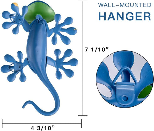 YEAHOME 6 Pack Metal Geckos Inspirational Wall Art, Mexican Outdoor Wall Decor with Shaking Head, Lizard Wall Sculptures & Statues for Farmhouse, Porch, Patio, Lawn, Fence