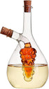 2 1 ELETON Grape Motif in Glass Oil and Vinegar Dispenser Dual Chamber Cruet Bottle for Olive Oil & Balsamic, Leakproof