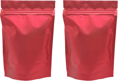 QQ Studio Pack of 100 Matte/Glossy Color Stand-Up Foil Resealable Zipper Pouches (3.9" x 5.9", Matte Red)
