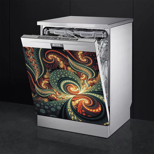 Mandala Dishwasher Magnetic Cover, Beautiful Kitchen Decoration, Self Adhesive Magnet Refrigerator Decal