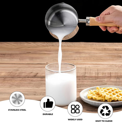 Stainless Steel Saucepan with Pour Spouts, Small Nonstick Milk Pot for Kitchen, 250ml