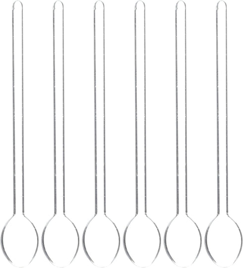 DOITOOL 6Pcs Clear Glass Espresso Spoons, 5.58 Inch Teaspoons for Coffee Mixing at Home Bar Party