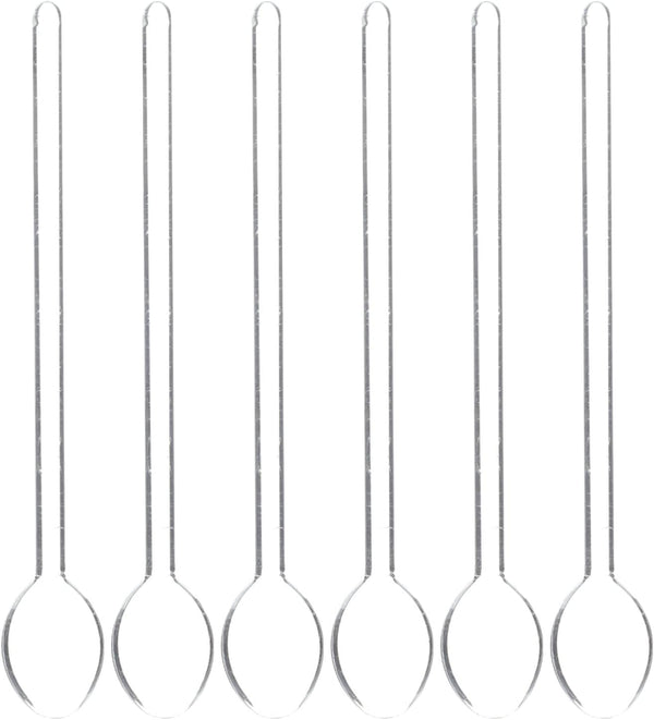 DOITOOL 6Pcs Clear Glass Espresso Spoons, 5.58 Inch Teaspoons for Coffee Mixing at Home Bar Party