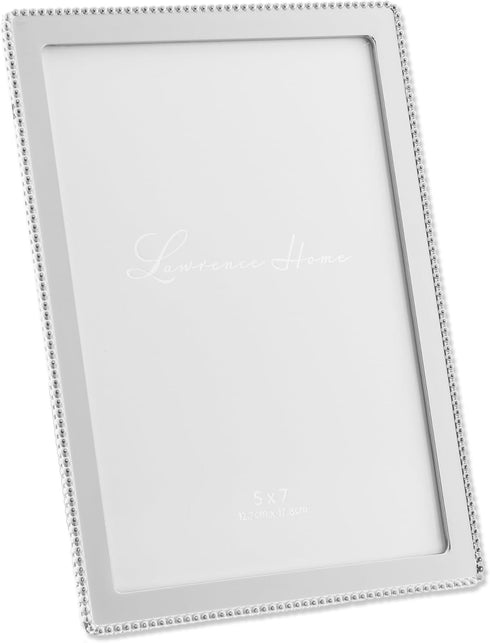 Lawrence Frames Metal Picture Frame, Silver, 5x7 with Delicate Beaded Border