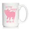 Gettin' Piggy With It - Cute Funny Pig Coffee Mug, Large 15oz White Ceramic Mug for Pig Lovers