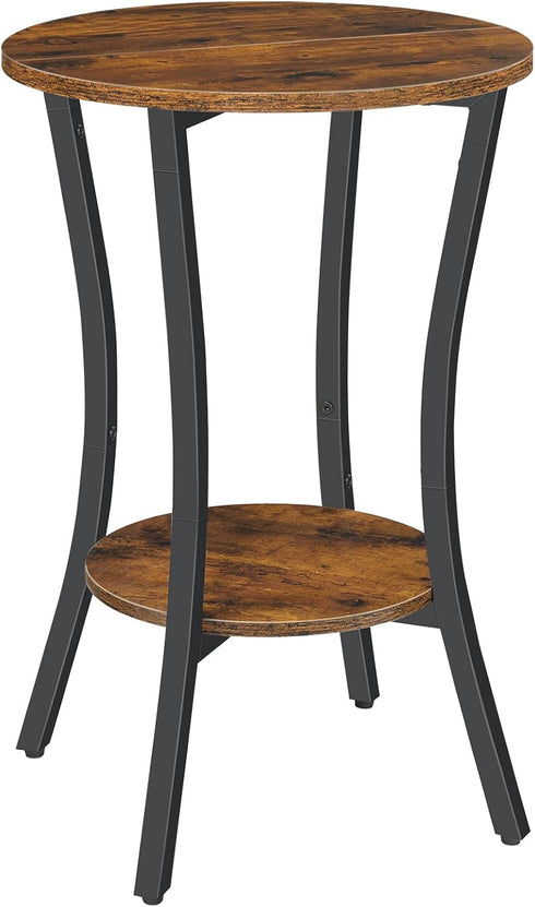 HOOBRO Round Side Table 15.7", 2-Tier Sofa End Table, Small Storage Nightstand,