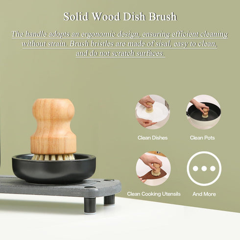 Set MOMEEMO Amber Glass Soap Dispenser Comes with Stainless Steel Pumps, Instant Dry Tray, and Dish Scrub Brush