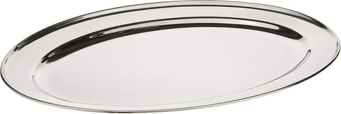 Winco OPL-18 Stainless Steel Oval Platter, 18" x 11.5"