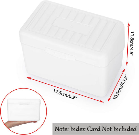 BTSKY 1 Pack 4 x 6 inch Index Card Box - Plastic Storage Organizer for Recipes, Note Cards, Flashcards, White (Not