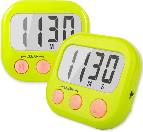 6 Pack Digital Kitchen Timers for Cooking, Magnetic Timer with Loud Alarm, Green