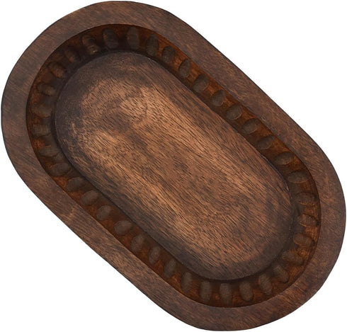 Mango Wood Decorative Bowls for Home Décor, Long Wooden Bowl for Table Centerpiece (10" x 6" x 2")