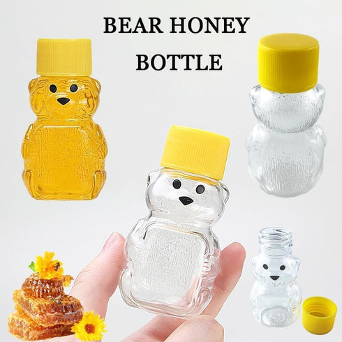 HAOZIJIE 12 Sets 2oz Honey Bottles, Bear Shape Clear Empty Honey Jar with Screw Lid,Plastic Mini Honey Jars Party
