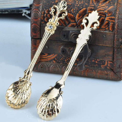 Yarlung Mini Coffee Spoons 16 Pack, 4.5 Inch Gold Vintage Spoon for Espresso, Tea, Dessert, Condiments