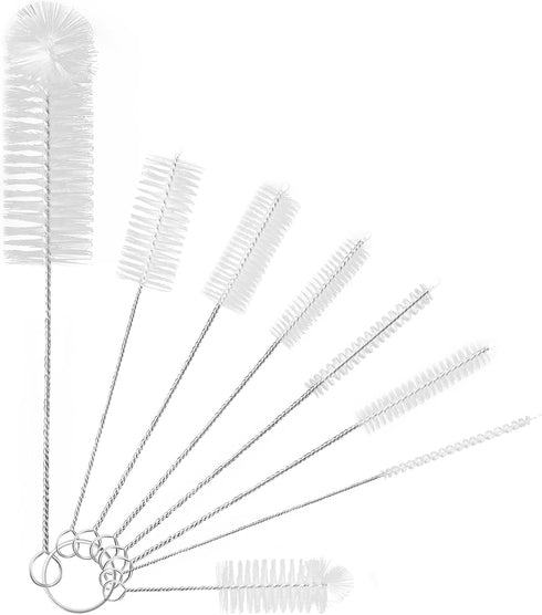 8 Pcs Bottle and Straw Cleaner Brush, Long Deep Nylon Brush with Bendable Stainless Steel Handles for Bottles and Pipes