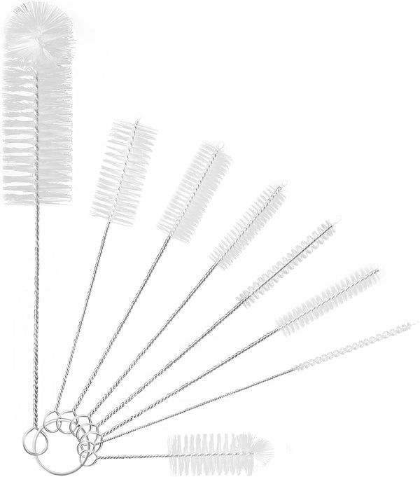 8 Pcs Bottle and Straw Cleaner Brush, Long Deep Nylon Brush with Bendable Stainless Steel Handles for Bottles and Pipes