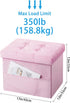 17 inches Storage Ottoman Foot Stool, Folding Ottoman with Storages, Velvet Storage Bench with Side Pocket, Foot Rest