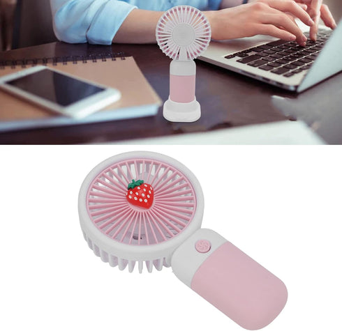 Mini Handheld Fan - USB Rechargeable Cartoon Strawberry Portable Fan for Home Office Outdoor