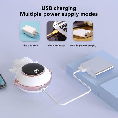 Mini Heater, Rechargeable Pocket Warmer, Portable USB Digital Fast Heating Electric for Winter (White)
