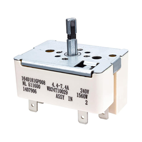 WB24T10029 Surface Burner Control Switch Replacement for GE Electric Ranges, Beige 6 Inch Infinite Switch