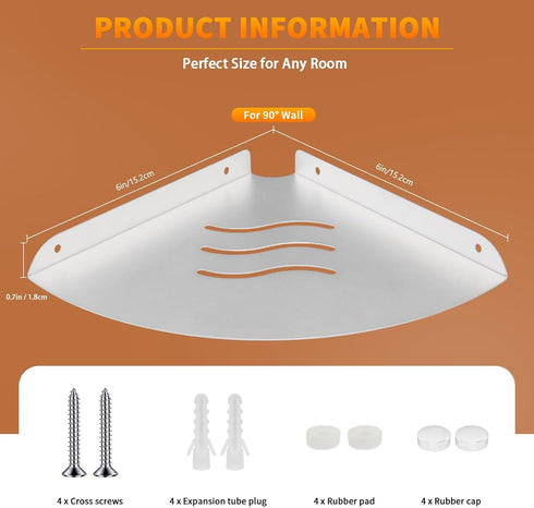 1Pack 6 Corner Shelf Wall Mount, Floating Corner Shelves,Corner withs Wire Hole for TV, Cable Box,Corner Wall Shelf