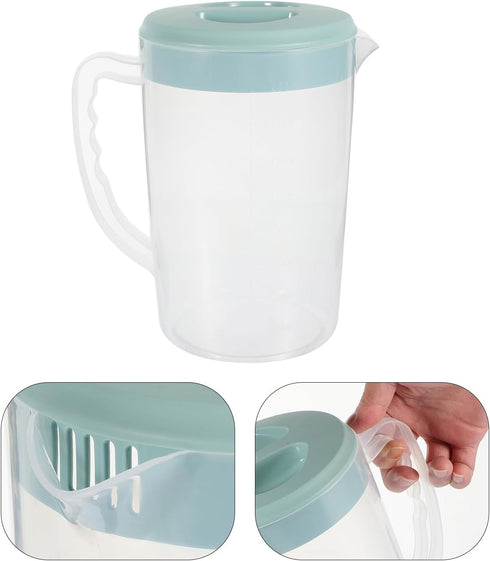 Hemoton Plastic Pitcher with Lid, 2000ml Lemonade Pitcher, Airtight Juice Beverage Jar