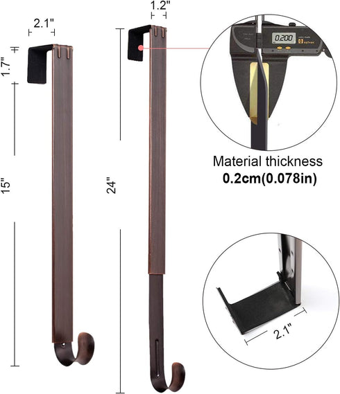 Myfolrena Adjustable Wreath Hanger (Bronze-1 Pack) - Stainless Steel Door Hanger for Front Door, 20lb Capacity