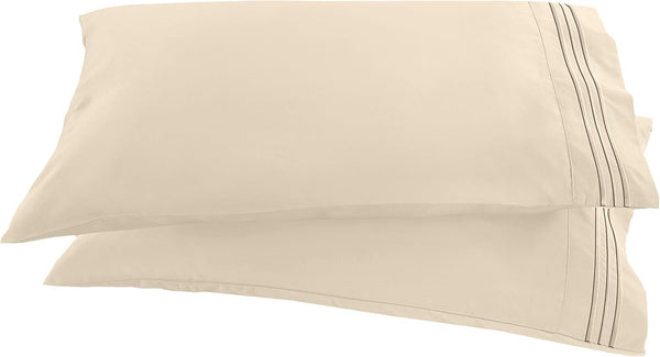 Elegant Comfort 1500 Thread Count Embroidered Egyptian Quality Luxurious Silky Soft Pillowcase, Standard/Queen Size,