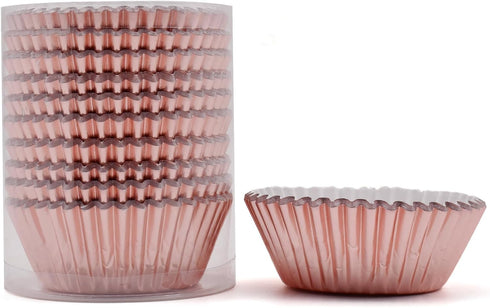 200 Pcs Rose Gold Foil Cupcake Liners, Standard Baking Cups, Muffin Paper Cases