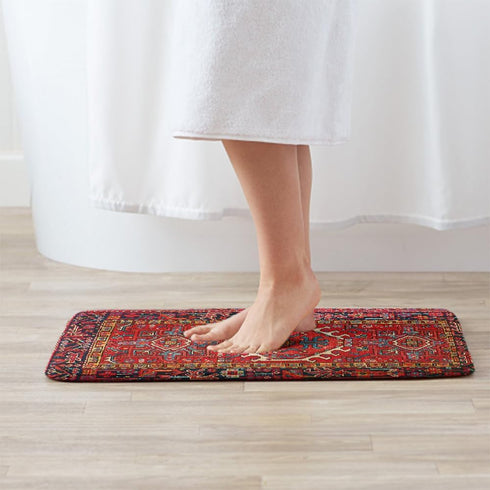 20x30 Inch Vintage Bath Mat, Antique Rustic Aesthetic Red Tribal Bathroom Rugs, Washable Cover for Kitchen Bedroom