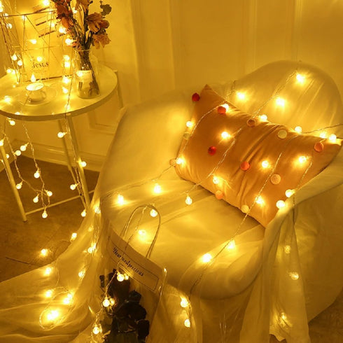 WFGGEH 10ft 20 Globe String Lights Plug in, LED Globe Crystal Ball Warm White Fairy Lights for Birthday Holiday