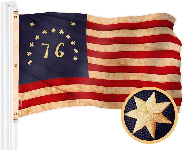 G128 Bennington Tea-Stained Flag | 5x8 Ft | Embroidered 420D Polyester -