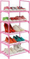 LNYZQUS 5-Tier Small Kids Shoe Rack Organizer, Pink Toddler Shoe Shelf Shoe