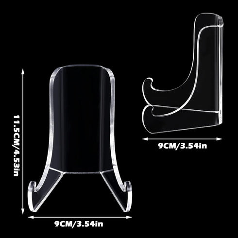 Chunful 2 Pieces Acrylic Plate Stands Clear Acrylic Easels Display Stands with Deep Support Shelves for Display Card Holder Photos Book Picture Table Top Holder Home Decors (3.5 x 3.5 x 4.5 Inch)