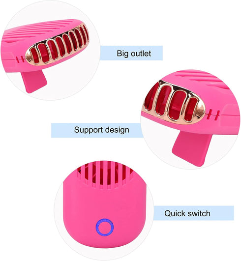 FILFEEL Eyelash Fan for Lash Extensions, Multi-Functional Portable Handheld USB Bladeless Cooling Fan (Rose Red)