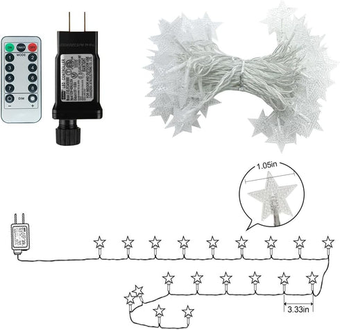 49.2ft 100 16ft 8 IP44 RaThun Warm White Star String Lights, LED with Extended Lead Wire & Remote, Modes, Waterproof